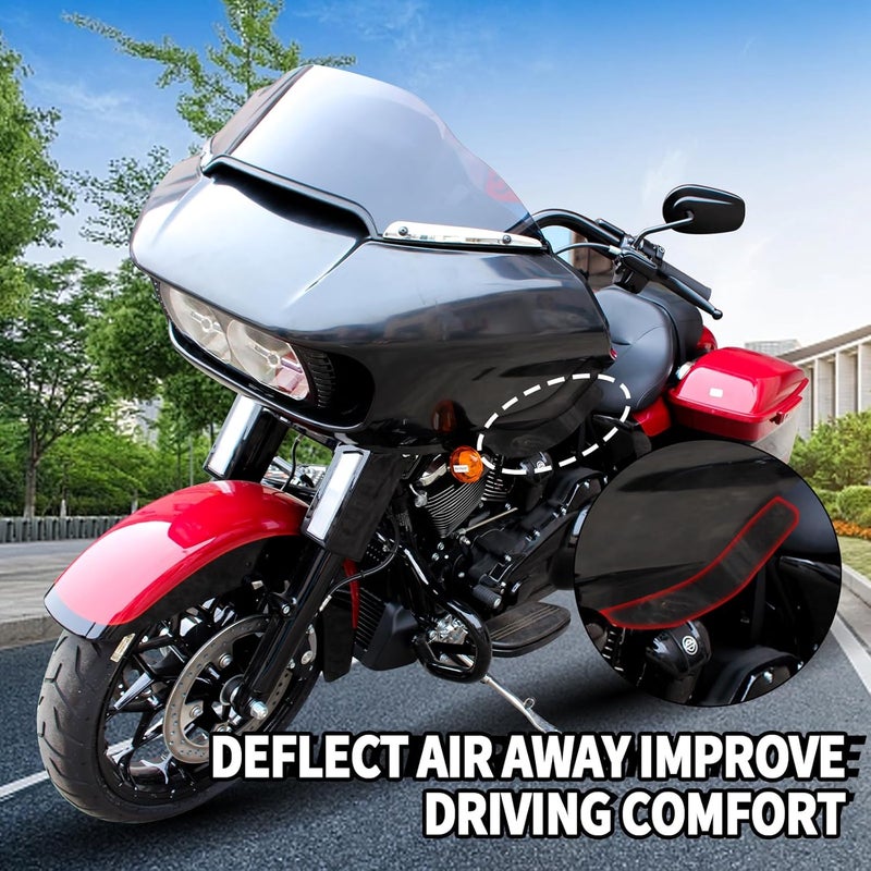KAKABAS Smoke Wide Wind Deflector for Touring,Side Wind Windshield Fairing Air Deflectors Compatible with Harley 2015-2021 Touring Road Glide Special FLTRXS FLTRX CVO Ultra FLTRUSE Ultra FLTRU Limited - Image 4